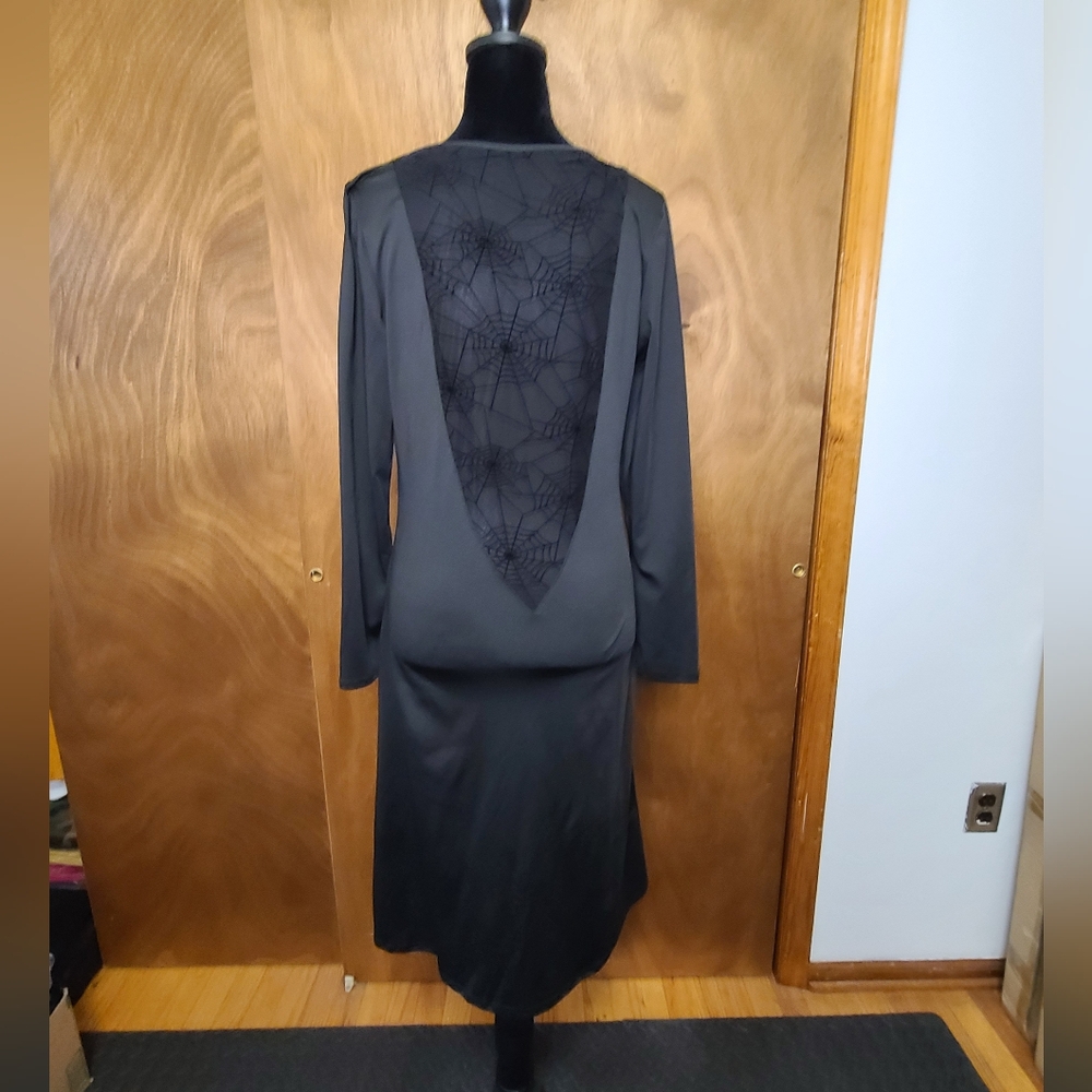 Elegant Black Dress with Sheer Spiderweb Detail